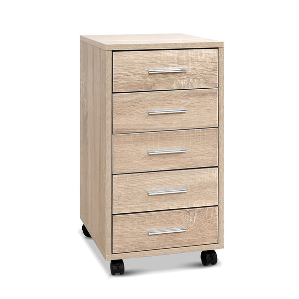 Storage Cabinet with wheels and five Drawers Filing Drawers Bedside office storage