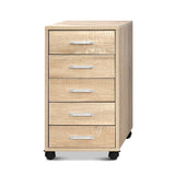 Storage Cabinet with wheels and five Drawers Filing Drawers Bedside office storage