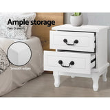 Bedside Table Bed side stand with  2 Drawers Nightstand Storage Cabinet