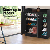 Storage Shoe Rack Shoes Cabinet Shoes Organiser with 2 doors - Black shoe storage