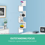 Bookcase Display Storage Stand  5 Lv Corner shelf Wall Shelf - White D/F