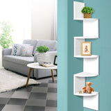 Bookcase Display Storage Stand  5 Lv Corner shelf Wall Shelf - White D/F