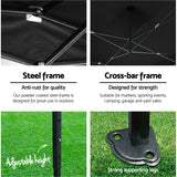 Shade Cover Gazebo 3 X 4.5m Pop Up Marquee Outdoor Tent Folding Wedding Gazebos Black