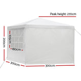 Shade Cover 3x3 m Tent white with walls  Gazebo Marquee and Side Wall Party Wedding  White 4 Panel