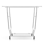 Metal Hanger Garments Double Rail Stand Portable Rolling Adjustable