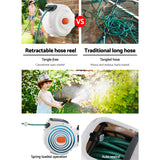 Hose Reel Retractable 10m hassle-free unwind and rewind with Spray Adjustment and Auto Rewind