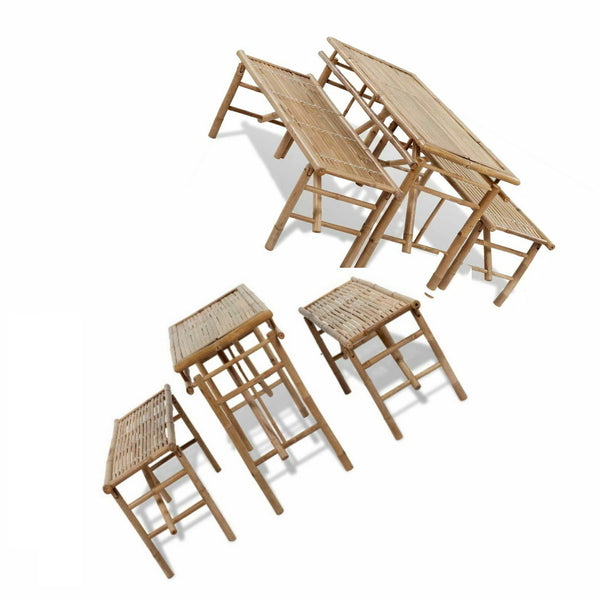 Natural Materials Set Table and Seats FOLDABLE -Wooden Bamboo "jolbamset"
