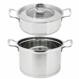 Steamer Stainless Steel for health steam cooking 2 parts - cook in pot and steam on top