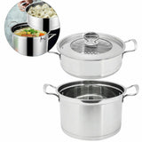 Steamer Stainless Steel for health steam cooking 2 parts - cook in pot and steam on top