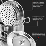 Steamer Stainless Steel for health steam cooking 2 parts - cook in pot and steam on top