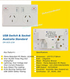 Electrical USB ports x2 and x2 240v AC