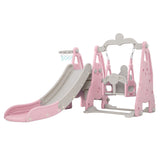 Kids Slide and swing Set indoors/Outdoor. plus Ball. Pump and Basketball Hoop-Pink