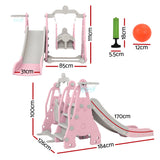 Kids Slide and swing Set indoors/Outdoor. plus Ball. Pump and Basketball Hoop-Pink