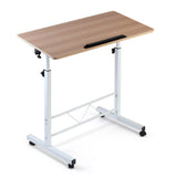 Desk Portable Wheels stand adjustable Mobile desk Laptop Desk Notebook Computer Table Sit Stand Study  Height Adjustable  Light Wood