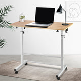 Desk Portable Wheels stand adjustable Mobile desk Laptop Desk Notebook Computer Table Sit Stand Study  Height Adjustable  Light Wood