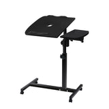 Desk Portable Wheels Stand Adjustable On Wheels Device Stand Rotating -Desk with Fan - Black