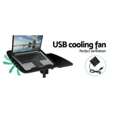 Desk Portable Wheels Stand Adjustable On Wheels Device Stand Rotating -Desk with Fan - Black