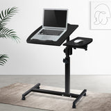 Desk Portable Wheels Stand Adjustable On Wheels Device Stand Rotating -Desk with Fan - Black