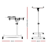 Desk Portable Wheels Stand Adjustable On Wheels Device Stand Rotating -Desk with Fan Black – White