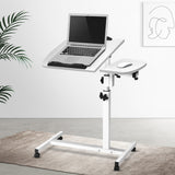 Desk Portable Wheels Stand Adjustable On Wheels Device Stand Rotating -Desk with Fan Black – White