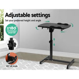 Desk Portable Wheels Stand Adjustable On Wheels Device Stand Rotating - Black