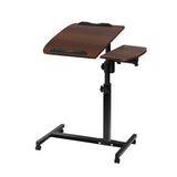 Desk Portable Wheels Stand Adjustable On Wheels Device Stand Rotating - Walnut