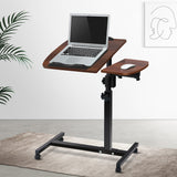 Desk Portable Wheels Stand Adjustable On Wheels Device Stand Rotating - Walnut