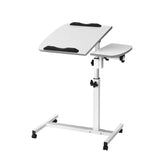 Desk Portable Wheels Stand Adjustable On Wheels Device Stand Rotating - White