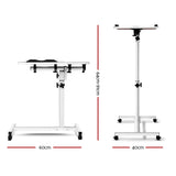 Desk Portable Wheels Stand Adjustable On Wheels Device Stand Rotating - White