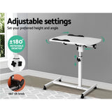 Desk Portable Wheels Stand Adjustable On Wheels Device Stand Rotating - White