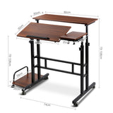 Desk Portable Wheels stand adjustable workstation sit or stand Mobile desk Laptop Desk - Dark Wood