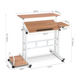 Desk Portable Wheels stand adjustable workstation sit or stand Mobile desk Laptop Desk - Light Wood