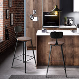 Stools Set of 2 Wood and Metal -    Black frame