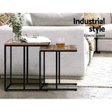 Table Coffee table Set x2 style Nesting Side Tables with Metal Frame