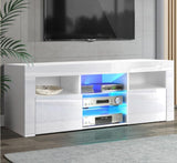 Stand Cabinet With LIGHT effects 1.45 M in  High Gloss Storage media devices TV Unit Stand Furniture White