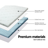 Mattress Topper Queen Bedding Cool Gel 7-zone Memory Foam w/Bamboo Cover 8cm - Queen