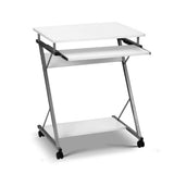 Desk Portable Wheels stand adjustable mobile desk on wheels Laptop desk  Metal Pull Out Table Desk – White