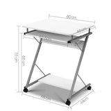 Desk Portable Wheels stand adjustable mobile desk on wheels Laptop desk  Metal Pull Out Table Desk – White