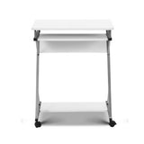 Desk Portable Wheels stand adjustable mobile desk on wheels Laptop desk  Metal Pull Out Table Desk – White