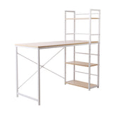 Desk Stand Metal Desk with Shelves - White with Oak Top