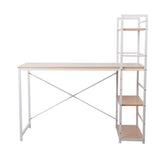 Desk Stand Metal Desk with Shelves - White with Oak Top