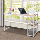 Desk Stand Metal Desk with Shelves - White with Oak Top