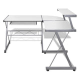 Desk Big Desk Office Student Desk Workstation 2 in 1 Corner Metal Pull Out Table Desk - White