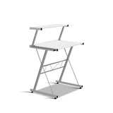 Desk Big Desk Office Student Desk Workstation 2 in 1 Corner Metal Pull Out Table Desk - White