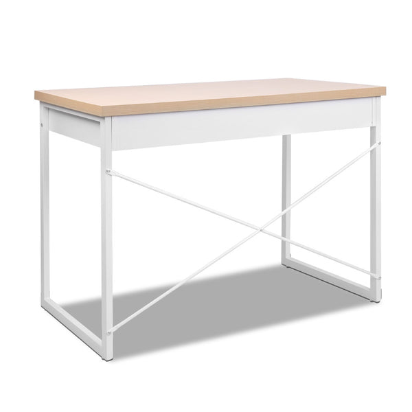 Desk entrance Desk Hallway Metal Desk with Drawer - White with Wooden Top