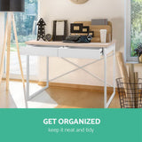 Desk entrance Desk Hallway Metal Desk with Drawer - White with Wooden Top