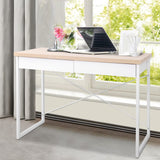 Desk entrance Desk Hallway Metal Desk with Drawer - White with Wooden Top