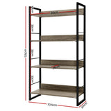 Bookcase Display Storage Stand Rack 4 Shelves  Wall Wood Metal frame Stand