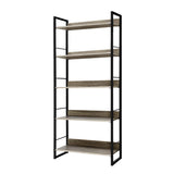 Bookcase Display Storage Stand Rack 5 Shelf Storage Metal frame Wall Bookshelf Black