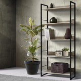 Bookcase Display Storage Stand Rack 5 Shelf Storage Metal frame Wall Bookshelf Black